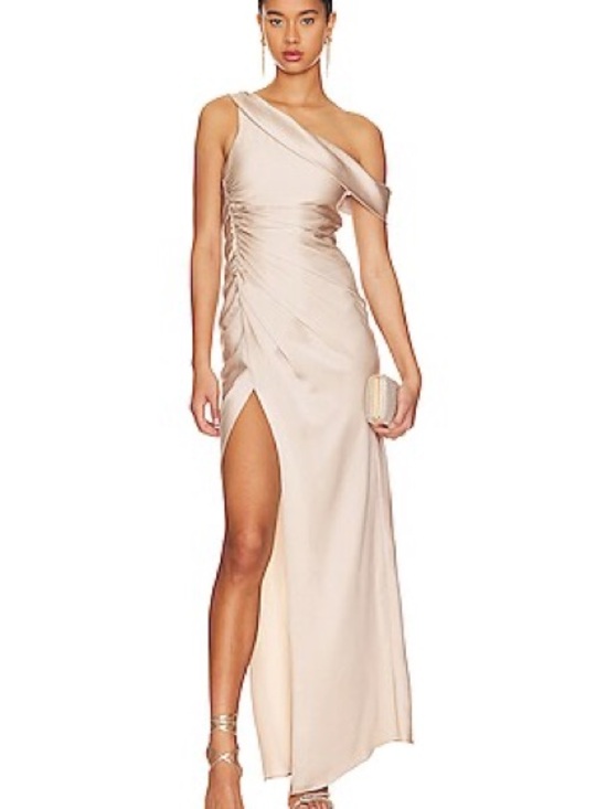 Simkhai Dresses & Skirts - Asymmetric One-Shoulder Evening Gown in Nude